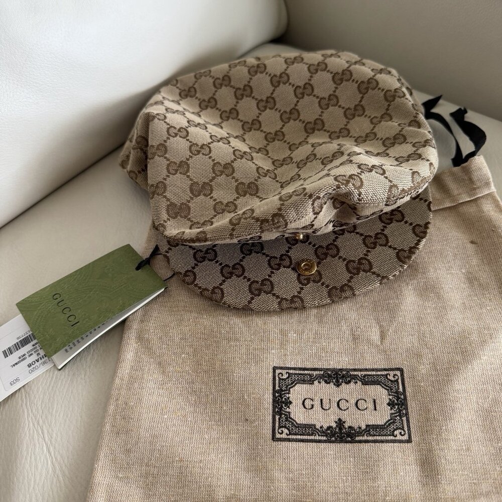 Gucci Beige Brown Monogram Flat Cap - Picture 4 of 11